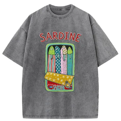 Tokyo-Tiger Colorful Sardines Washed T-Shirt