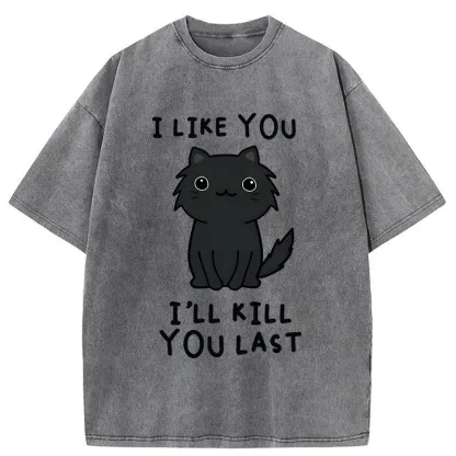 Tokyo-Tiger Black Cat Preparing For Assassination Washed T-Shirt