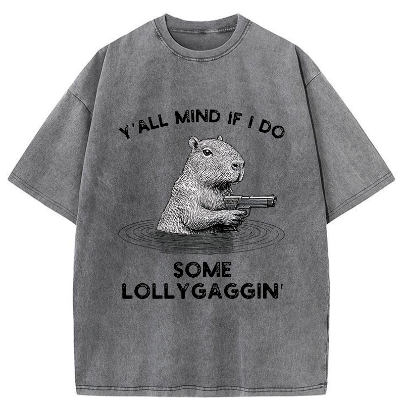 Tokyo-Tiger Capybara That Wants To Be Lazy Washed T-Shirt
