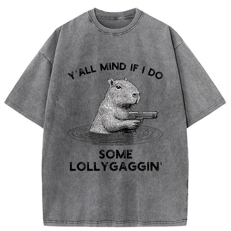 Tokyo-Tiger Capybara That Wants To Be Lazy Washed T-Shirt