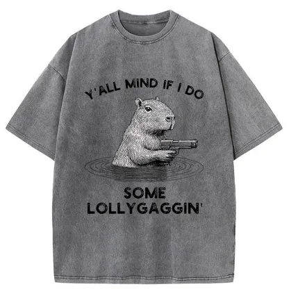 Tokyo-Tiger Capybara That Wants To Be Lazy Washed T-Shirt