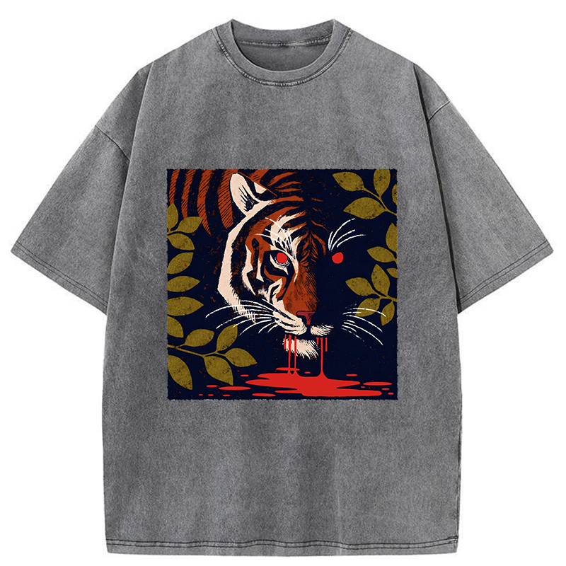 Tokyo-Tiger Tiger Lurking In The Darkness Washed T-Shirt
