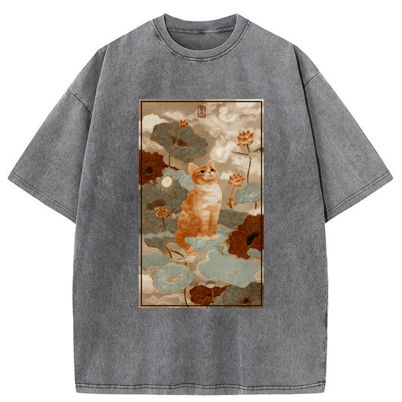 Tokyo-Tiger Lotus Pond Serenity Washed T-Shirt