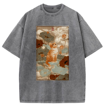Tokyo-Tiger Lotus Pond Serenity Washed T-Shirt