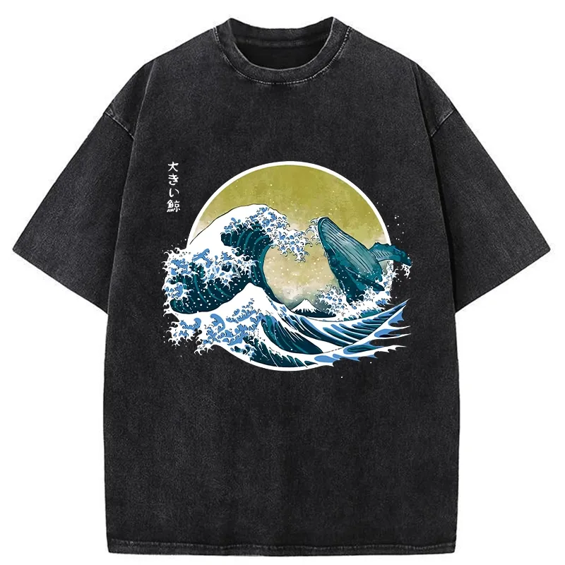 Tokyo-Tiger The Great Wave Off Whale Washed T-Shirt