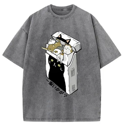 Tokyo-Tiger Have A Catgarette？ Washed T-Shirt