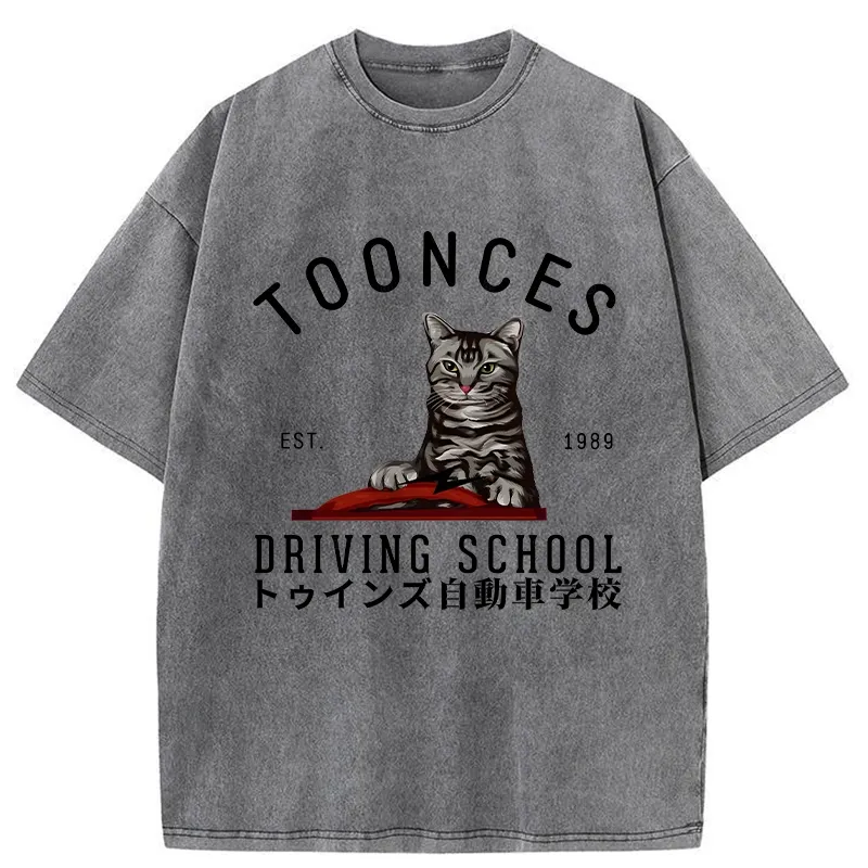 Tokyo-Tiger Toonces Driving School Washed T-Shirt