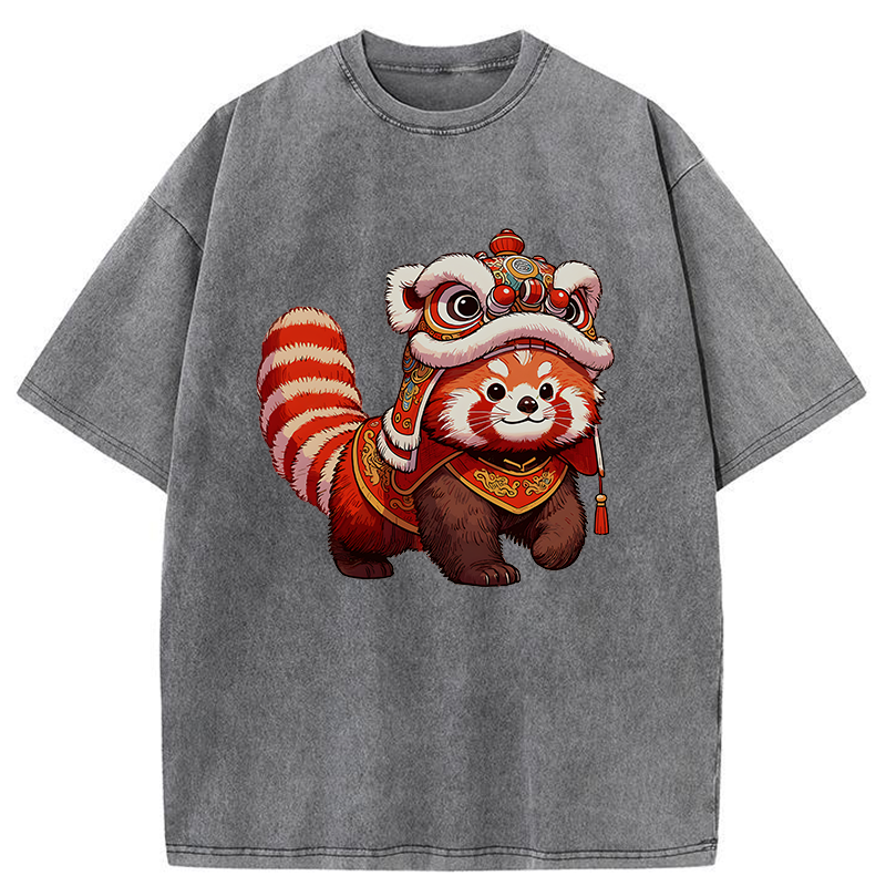 Tokyo-Tiger Raccoon Lion Dance Washed T-Shirt