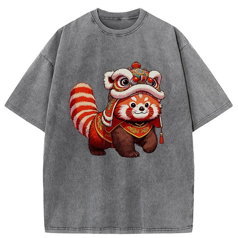 Tokyo-Tiger Raccoon Lion Dance Washed T-Shirt