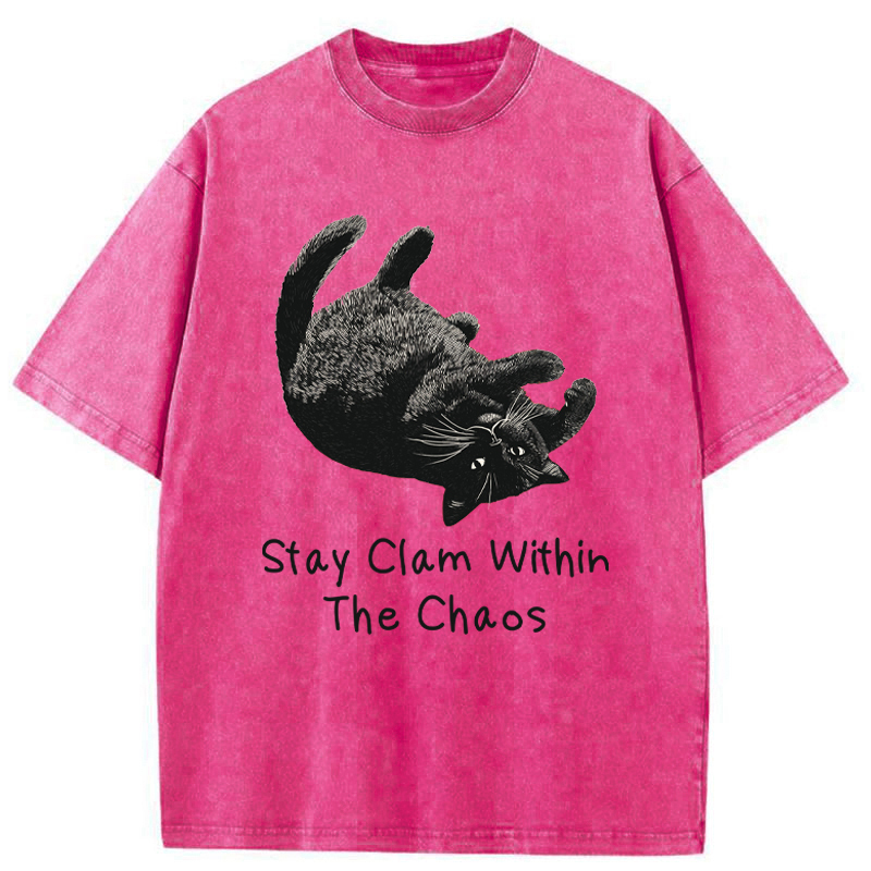 Tokyo-Tiger Stay Clam Within The Chaos Washed T-Shirt