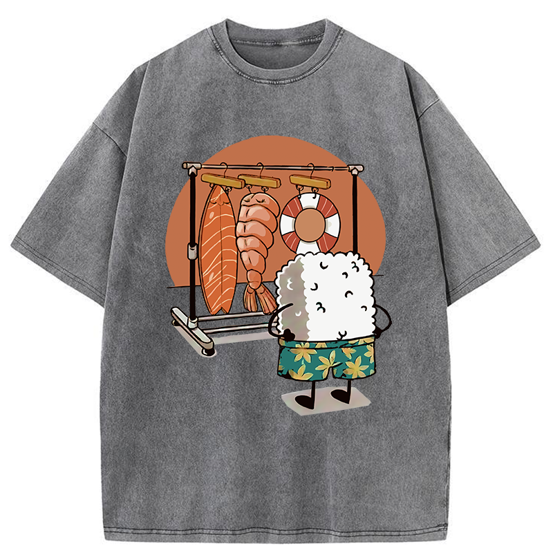 Tokyo-Tiger Sushi Is Getting Ready To Go Swimming Washed T-Shirt