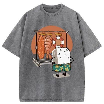 Tokyo-Tiger Sushi Is Getting Ready To Go Swimming Washed T-Shirt