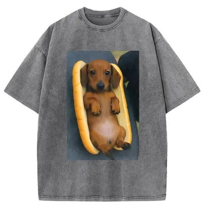 Tokyo-Tiger Dachshund Funny Washed T-Shirt