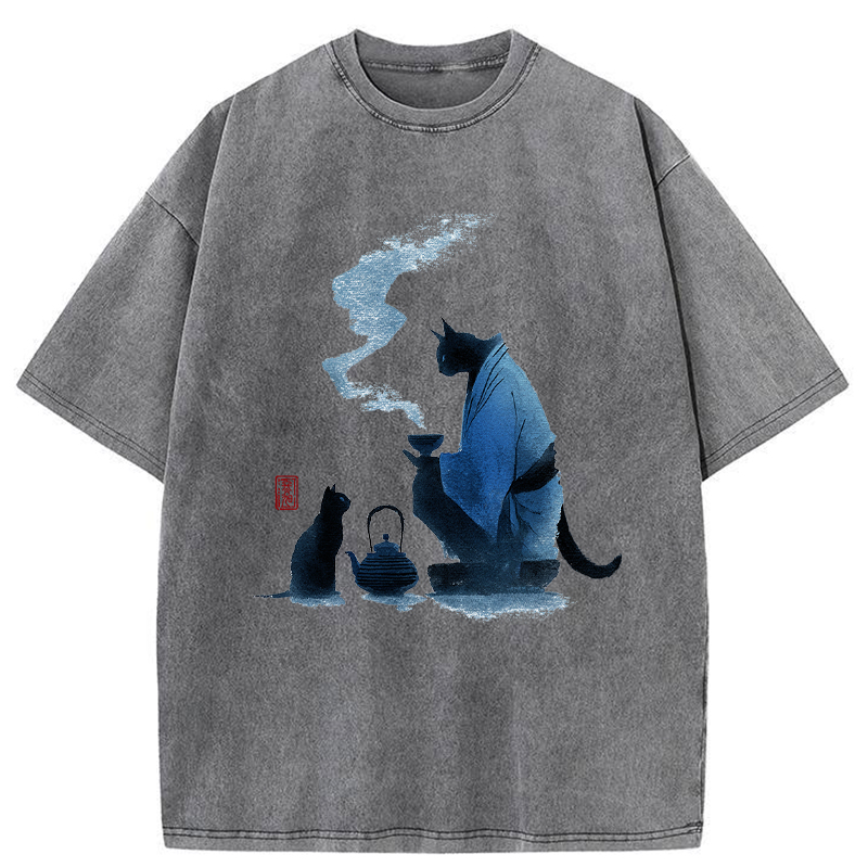 Tokyo-Tiger Midnight Tea Ceremony Washed T-Shirt