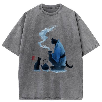 Tokyo-Tiger Midnight Tea Ceremony Washed T-Shirt