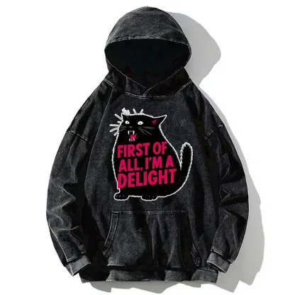 Tokyo-Tiger Roaring Black Cat Washed Hoodie
