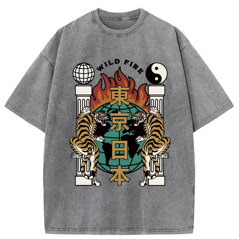 Tokyo-Tiger Terrifying TokyoTiger Washed T-Shirt