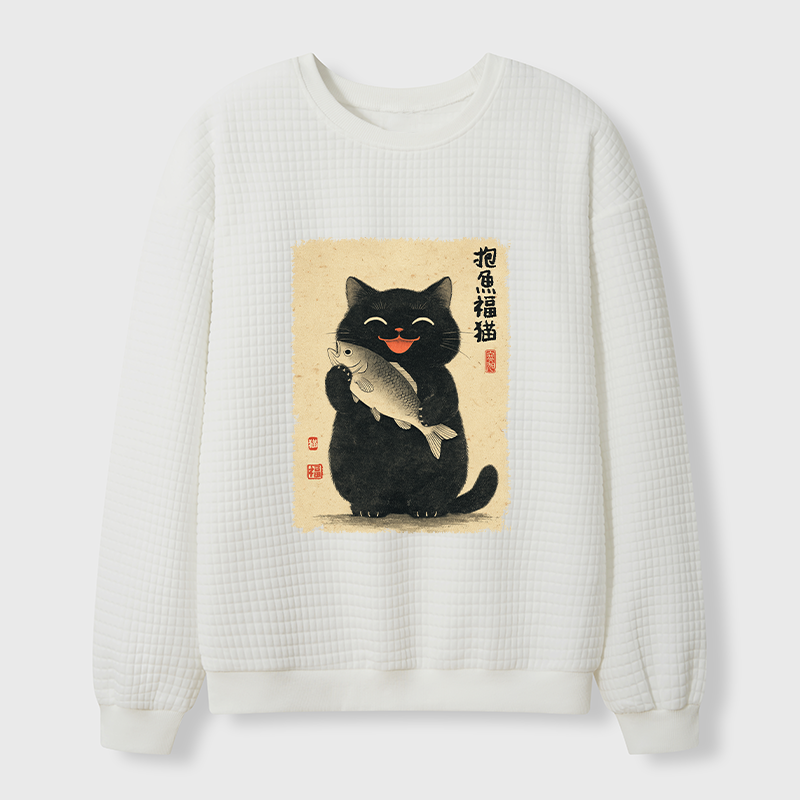 Tokyo-Tiger A Lucky Cat’s Catch Waffle Sweatshirt