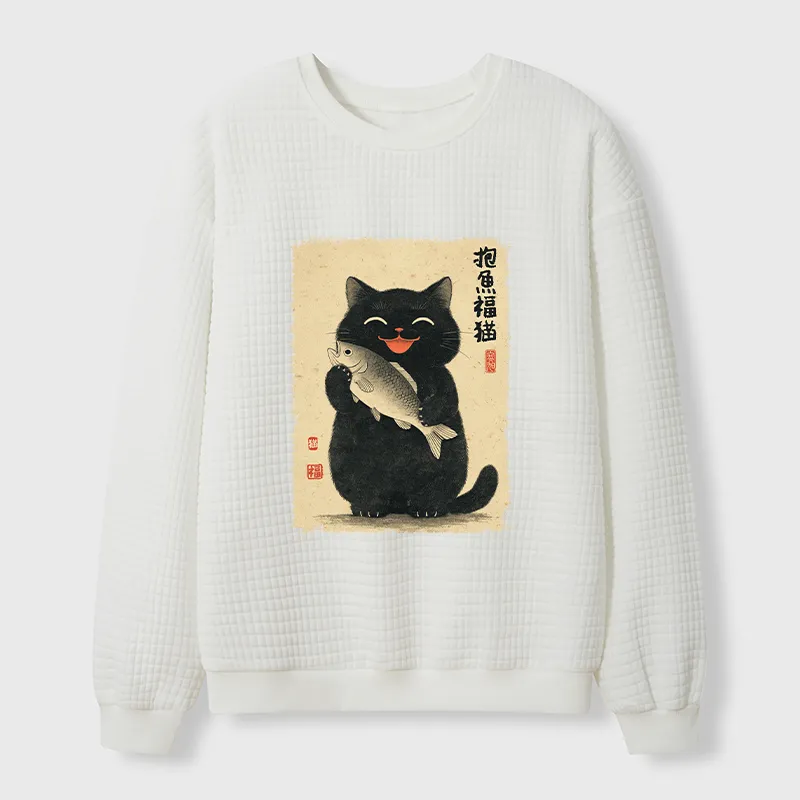 Tokyo-Tiger A Lucky Cat’s Catch Waffle Sweatshirt