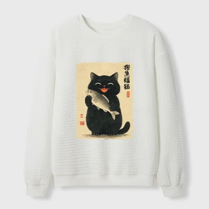 Tokyo-Tiger A Lucky Cat’s Catch Waffle Sweatshirt