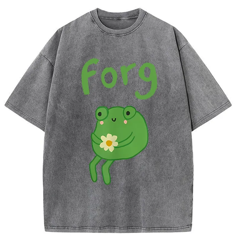 Tokyo-Tiger Cute Forg Funny Washed T-Shirt