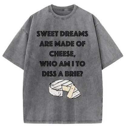 Tokyo-Tiger Funny Cheese Music Washed T-Shirt