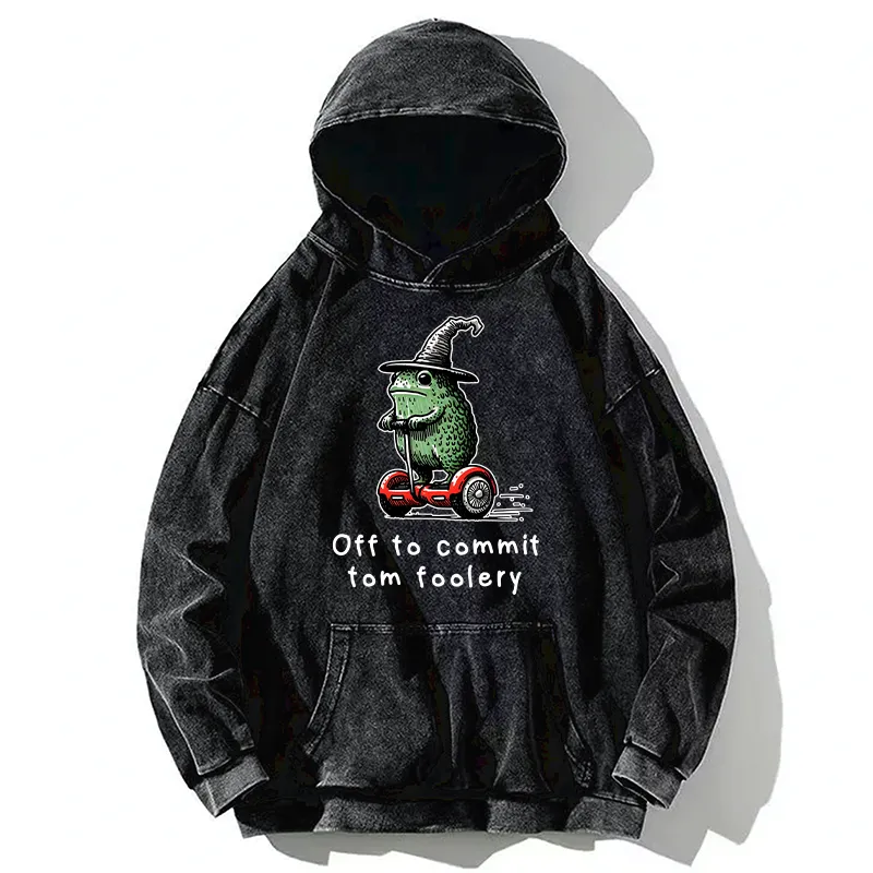 Tokyo-Tiger Frog Riding A Balance Scooter Washed Hoodie