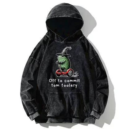 Tokyo-Tiger Frog Riding A Balance Scooter Washed Hoodie