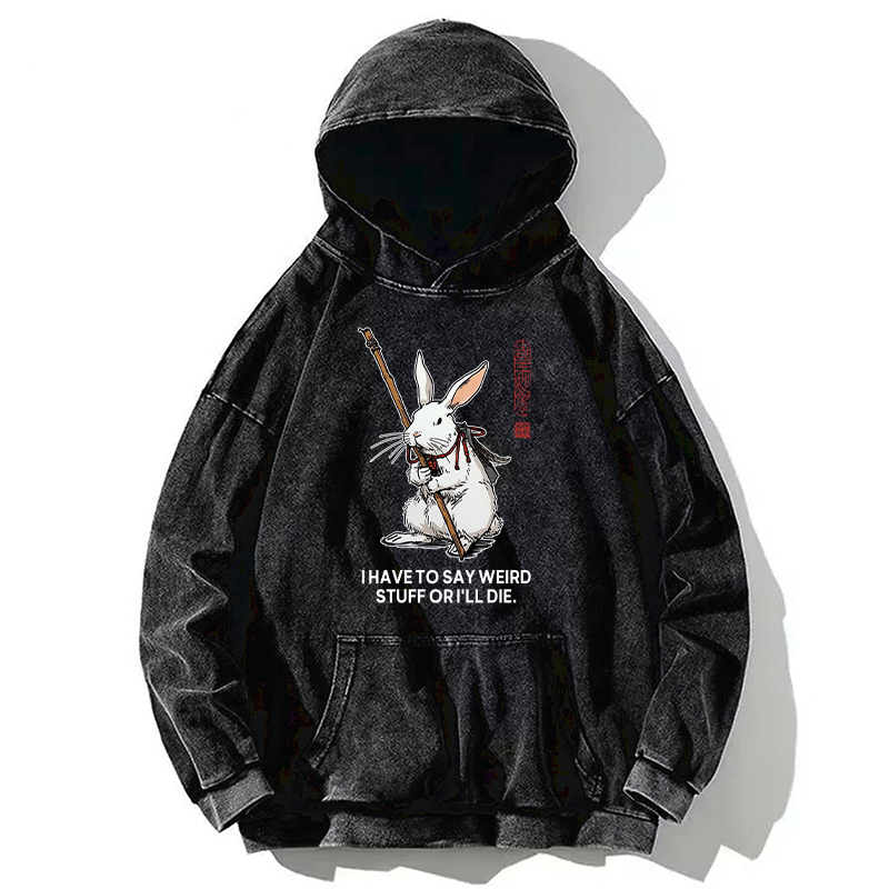 Tokyo-Tiger Rabbit Gotta Say Weird Stuff Or Die Washed Hoodie