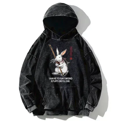 Tokyo-Tiger Rabbit Gotta Say Weird Stuff Or Die Washed Hoodie