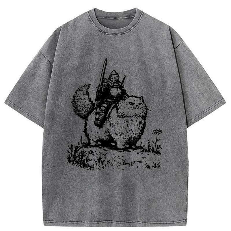 Tokyo-Tiger Knight Rides A Fat Cat Washed T-Shirt