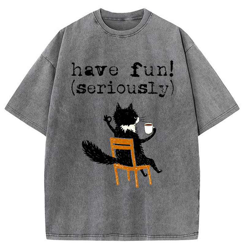 Tokyo-Tiger Have Fun Cat Washed T-Shirt