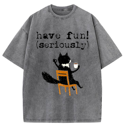 Tokyo-Tiger Have Fun Cat Washed T-Shirt