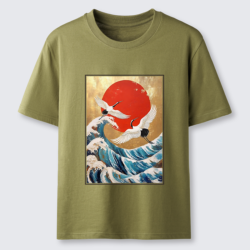 Tokyo-Tiger Cranes And Waves Ukiyo-e Classic T-Shirt