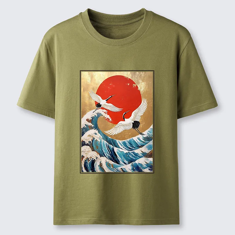 Tokyo-Tiger Cranes And Waves Ukiyo-e Classic T-Shirt