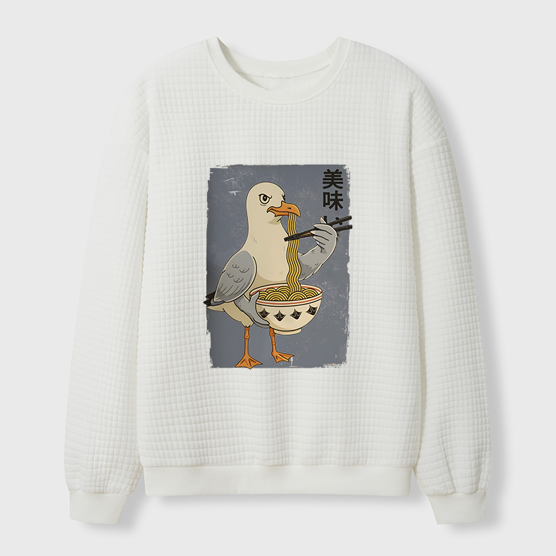 Tokyo-Tiger Pigeons Eating Ramen Waffle Sweatshirt