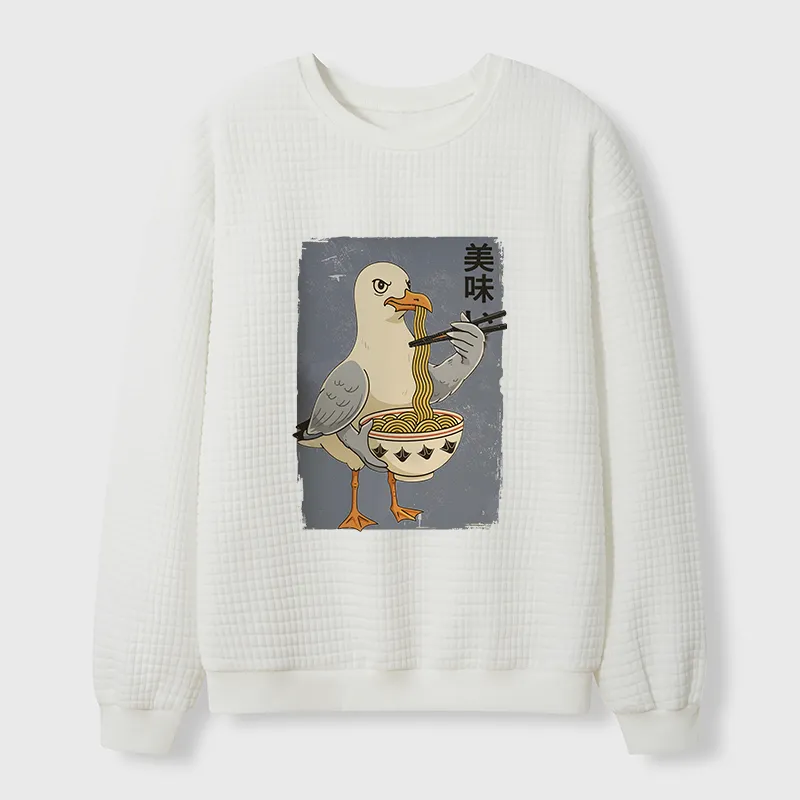 Tokyo-Tiger Pigeons Eating Ramen Waffle Sweatshirt