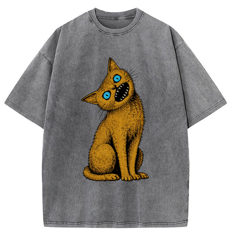 Tokyo-Tiger Horror Cat Japanese Washed T-Shirt