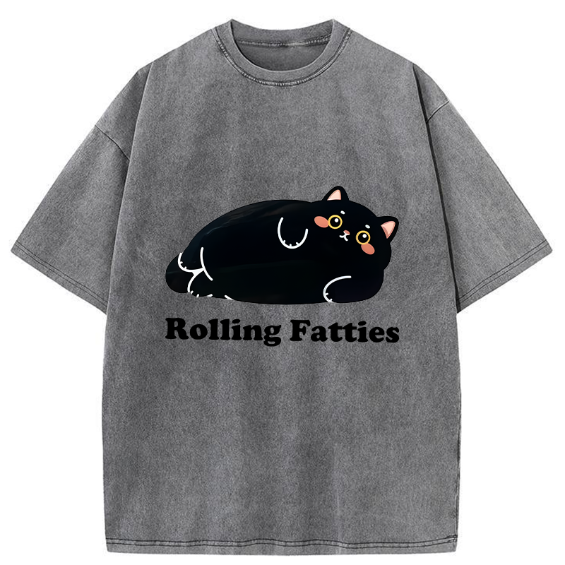 Tokyo-Tiger Rolling Fatties Cat Washed T-Shirt