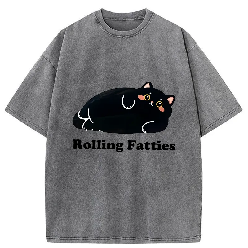 Tokyo-Tiger Rolling Fatties Cat Washed T-Shirt Sale