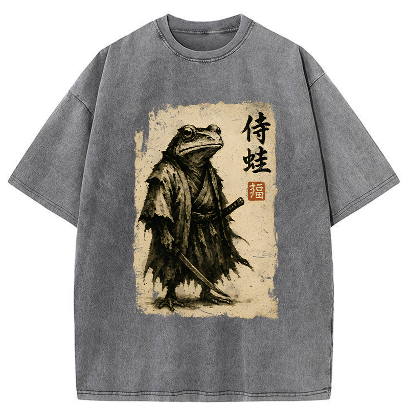 Tokyo-Tiger Retro Frog Samurai Washed T-Shirt