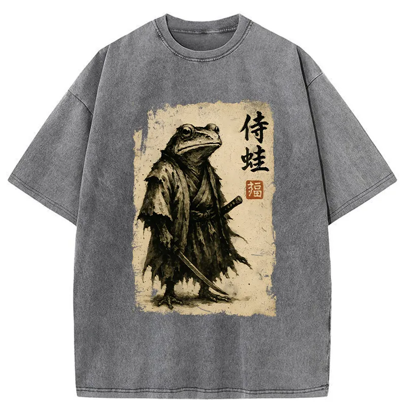 Tokyo-Tiger Retro Frog Samurai Washed T-Shirt