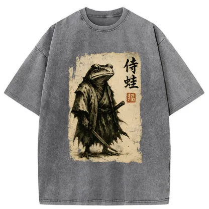 Tokyo-Tiger Retro Frog Samurai Washed T-Shirt