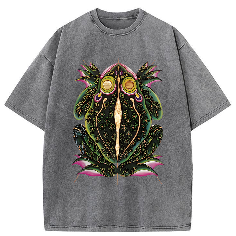Tokyo-Tiger Retro Weird Frog Washed T-Shirt