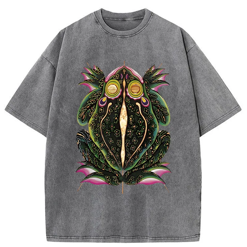 Tokyo-Tiger Retro Weird Frog Washed T-Shirt