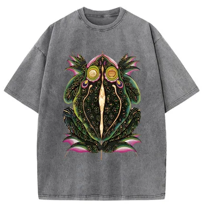 Tokyo-Tiger Retro Weird Frog Washed T-Shirt