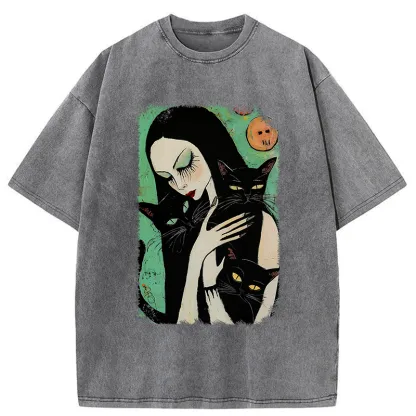 Tokyo-Tiger Me And My Black Cat Washed T-Shirt