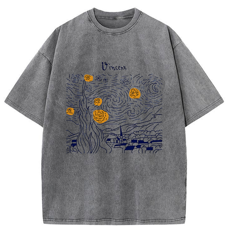 Tokyo-Tiger Minimalist Starry Sky Washed T-Shirt