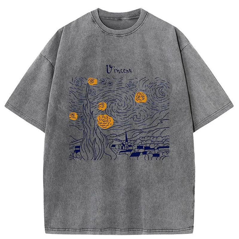 Tokyo-Tiger Minimalist Starry Sky Washed T-Shirt