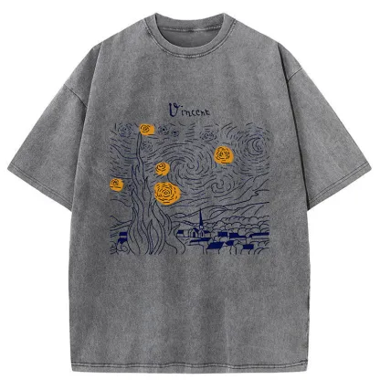Tokyo-Tiger Minimalist Starry Sky Washed T-Shirt